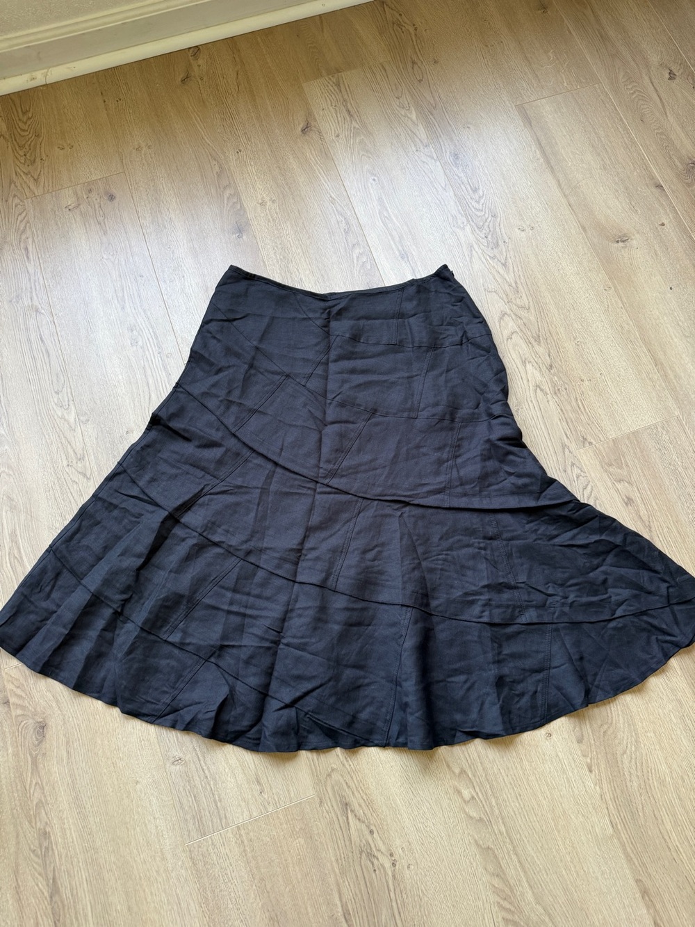 Sandro Sportswear linen blend tiered patchwork midi skirt size 16
